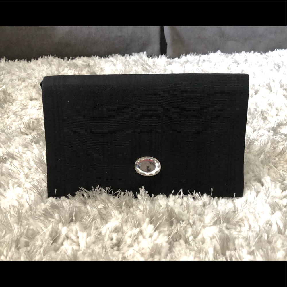 Saks Fifth Avenue Black Silk Clutch